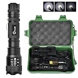 CVLIFE Tactical Flashlight LED Light 5 Modes Zoomable Water Resistant Handheld Mini Torch with Belt Clip, Best Camping Outdoor Emergency Flashlights, Rechargeable 18650 Battery Included