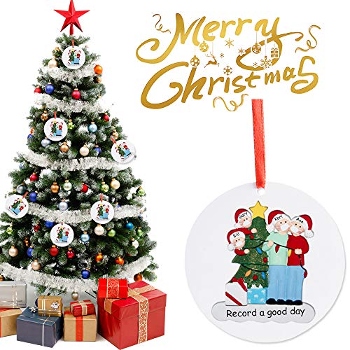 CJWPOWER 2020 Personalized Christmas Ornament, Quarantine Themes, Best Gift for Family, Neighbors, Friends, Church Members, Grandparents and More (Lights, Family of 4)