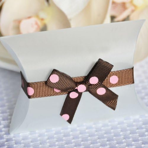 Self Adhesive Grosgrain Bow and Ribbon - Chocolate w/ Pink Polka Dots (20 Count)