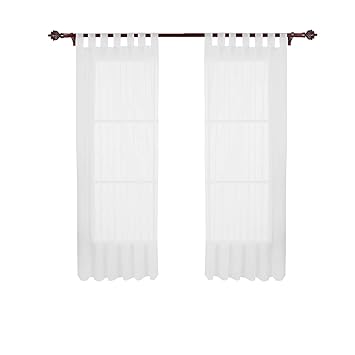 Deconovo Vorhang Voile Transparent Vorhänge Wohnzimmer Schlaufenschal Transparent 175x140 cm Weiß 2er Set