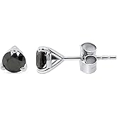 1/4 to 2 cttw Black Diamond Stud Earrings 14K Gold Over Sterling Silver Round with Push Backs Solitaire Studs For Women