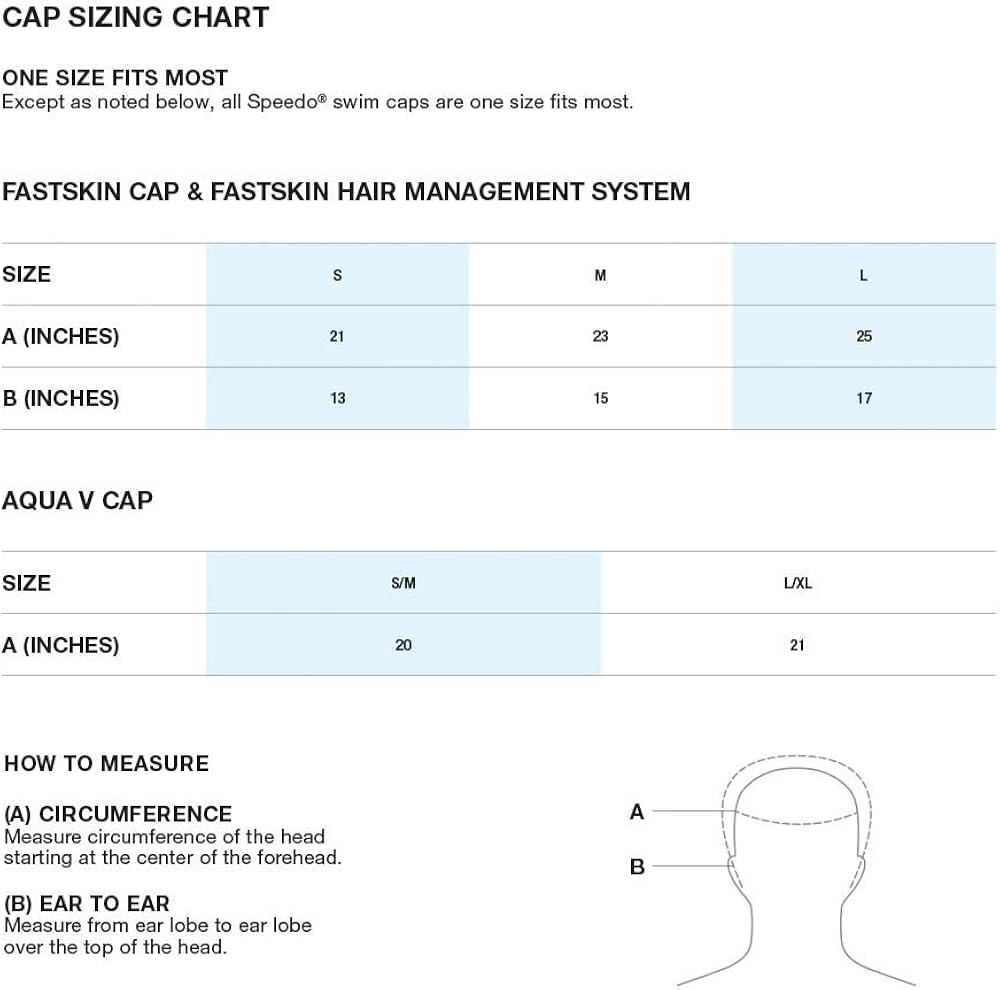 speedo swim cap size chart