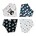 Emma + Evan Baby Bandana Bibs for Teething and Feeding, 4-Pack Super Absorbent Drool Bibs with Adjustable Snaps and Bonus Gift Bag, Trendy Style for Boys and Girls (Owl, Triangles, Arrows, ABC Set)