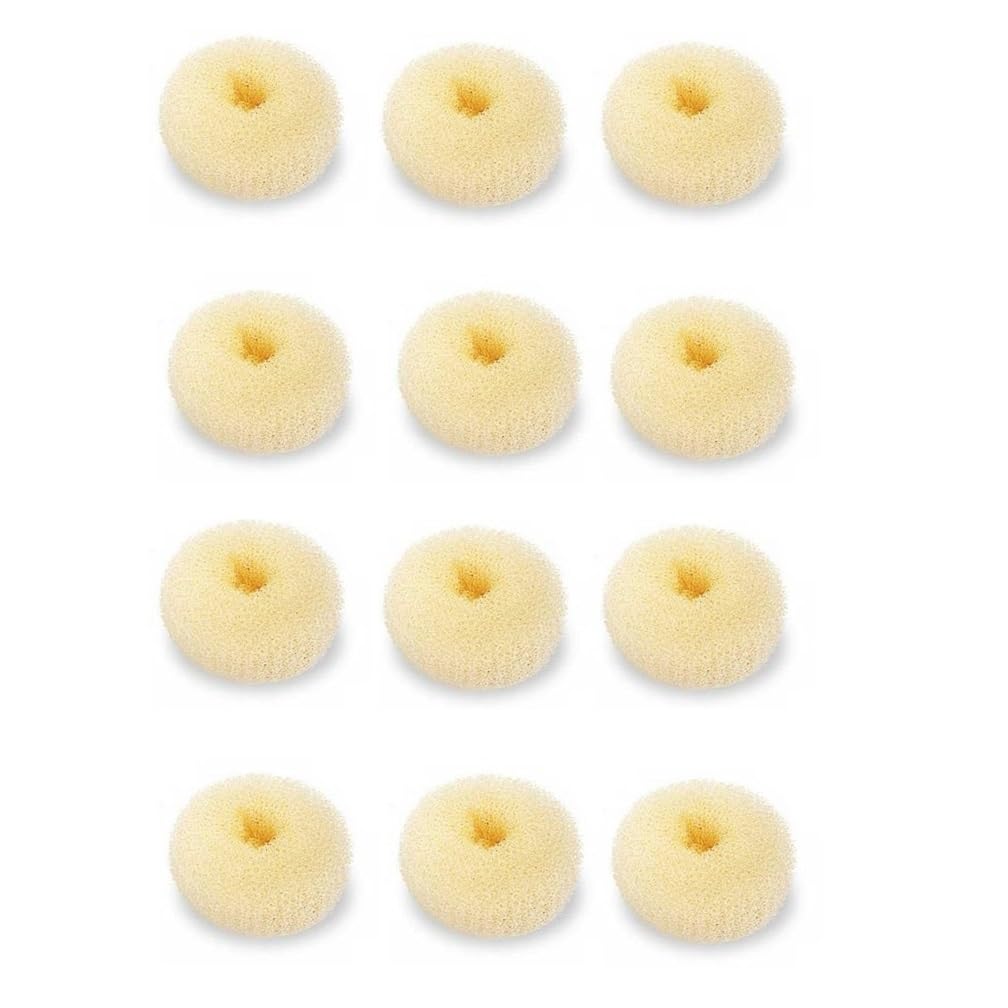 Photo 1 of SQULIGT Hair Bun Maker Set, 12 Pcs Crown Shapers for Kids Girls Women, Donut Tool for Short and Thin Hair (Size S/ 2.3 Inch, Beige)