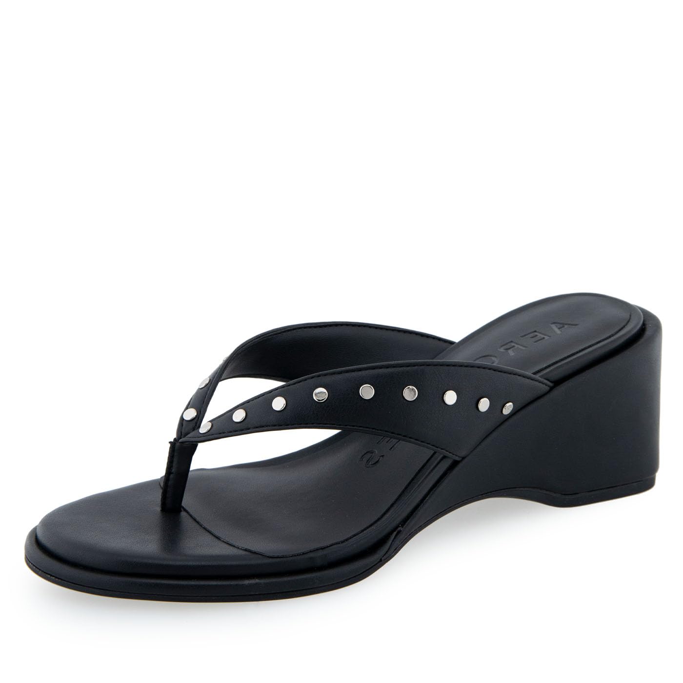 Aerosoles Women’s NEROSTUD Wedge Sandal, Black Combo, 7