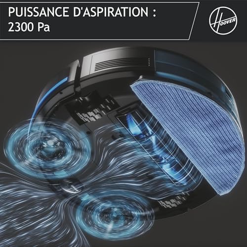 HG530H Robot Aspirateur Wet & Dry Aspire et Nettoie, Brosse XL, Grande Autonomie 90min, Puissant, Ultra Silencieux 68 dBA, Capteurs Anti Chute, Station de Recharge, Programmable, Application