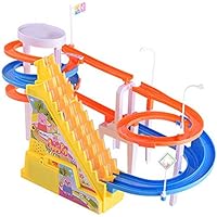 HLKYB Train Slide Game Playset with Music, Luminous Cartoon USB Charging Pig Slide Electric Climbing Stair Rail Car Toy Novelty Toys Gifts for Toddlers and Kids