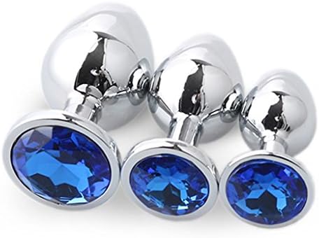 AUGSEP 3pcs/size Stainless Steel Smooth Diamonds Round Shape Massager Toys for Beginner - Blue