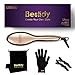 Bestidy Hair Straightener Brush,Ceramic Heating Straightening Irons Anti Scald,LCD Display- For Silky Hair (Gold)