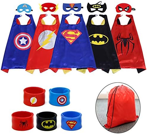Kids Dress up Costumes Cartoon Capes Set Masks Wristbands a Bag Party Boys Girls Birthday