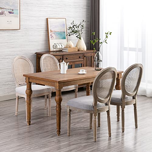 Chairus Farmhouse Dining Chairs Set of 2, Round Rattan Back French