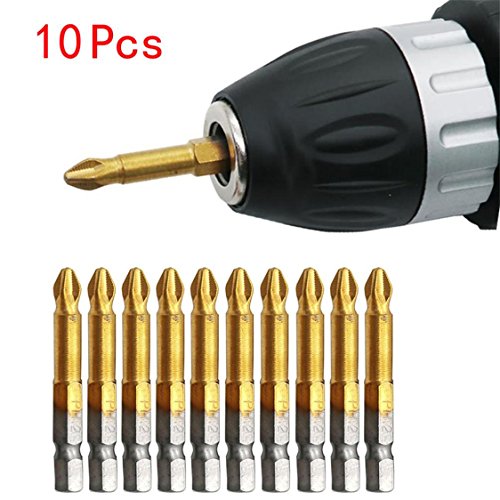 5 Pcs Anti Slip Electric Screwdriver Bits,TIFENNY 50mm Length Single Side Magnetic Hex Shank PH2 (B)