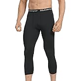 NuCamper Men's 3/4 Compression Pants Running Leggings Sports Tights Quick Dry Base Layer Bottoms for Basketball Workout