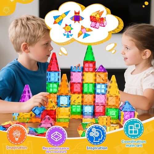 Magnetic Building Blocks, 100 Pieces Magnetic Building Blocks for Children 3 4 5 6 7 8 Years Old Magnetic Toys for Children Birthday Gifts