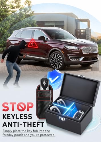 Coorattyes Faraday Box for Car Keys with Dividers,Keyless Car Key Signal Blocker Box,Size Regular (3-8 keys)