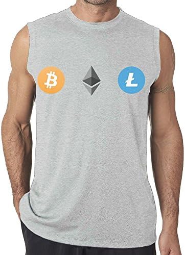 WAGH1NS Bitcoin Litecoin Ethereum Athletic Men's Tshirt Cotton Muscle Tank Top Shirt Sleeveless T-Shirt