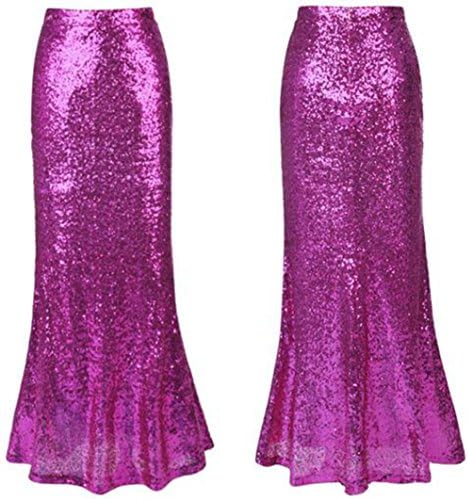 Great Costumes Women's Sexy Maxi Sequins Skirts Party Prom Mermaid Long Skirts (Purple, L)
