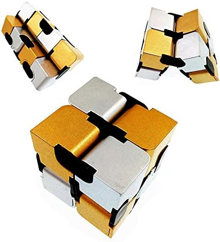 Creative Novelty Infinite Cube By JUHAICH, Magic Folding Cube Puzzles -Adult to Decompress Fidget Cube and Children Toys, Folding and Portable Cube (Plating Gold,silver)