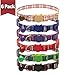 Breakaway Cat Collars with Bell, Safety Buckle Plaid Patterns Mixed Colors, Adjustable Kitten Collars from 7.8-11.8 Inch, 6 Pack