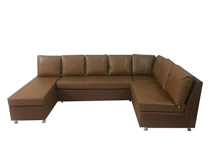 Sofa Factory Polyurethane Leather U Shaped Combo Sofa Beige