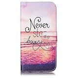 iPhone 7 Plus Case, iPhone 7 Plus Wallet Case, Easytop Stand Feature Luxury Book Style Design PU Leather Folio Flip Wallet Cover Case with Built-in Card Slots Magnet Closure (Never Stop Dreaming)