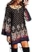 Risesun Women's Bohemian Vintage Printed Ethnic Style Loose Casual Tunic Dress(2XL),Black,XX-Large