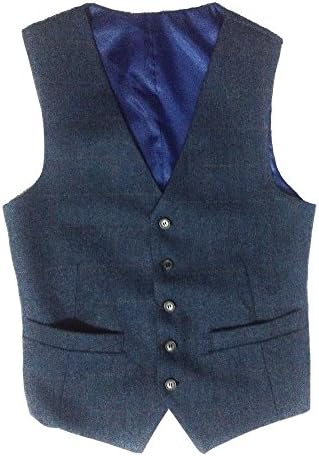 Tailorsun Herringbone Tweed Vintage Rustic Wedding Vest Blue