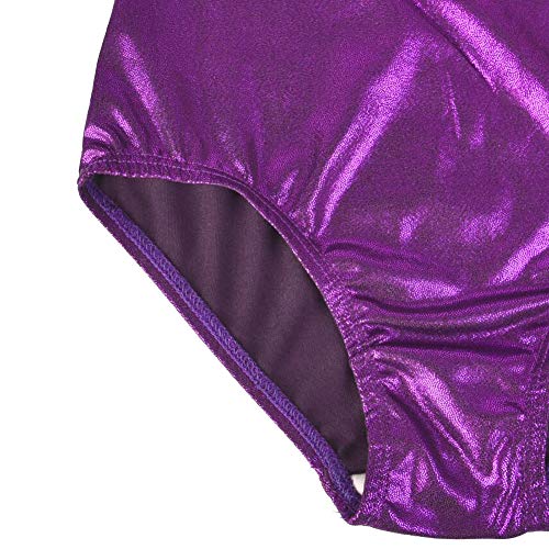 Tigerhu Leotards for Girls Gymnastics Athletic Sparkly Dancewear Activewear, Purple 8