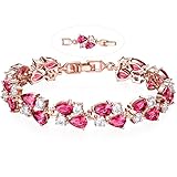 GULICX Rose Gold Tone Women Tennis Bracelet Sparkle Double Drop Cubic Zirconia Extended Chain