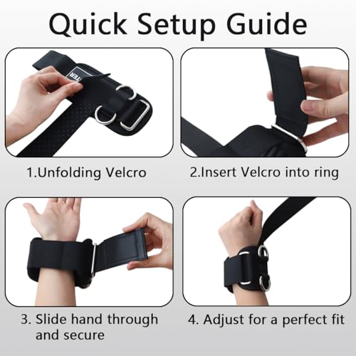 LINSTER Lifting Straps Strength Training with D-Rings, Robust Thick Comfortable Gym Lifting Straps with Neoprene Padded, Non-Slip 2-in-1 Lifting Straps for Weightlifting and Pulley Machine