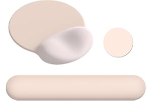 AIMSA Mouse Pad with Wrist Rest Support, Keyboard Wrist Rest Set, Ergonomic Memory Foam Mousepad for Computer Keyboard, Easy Typing and Pain Relief, Apricot