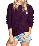 Womens Ladies Oversized Baggy Long Thick Knitted Plain Chunky Top Sweater Jumper S-XL