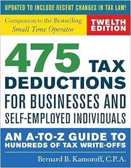 Amazon.com: 475 Tax Deductions For Businesses And Self-Employed Individuals:  An A-To-Z Guide To Hundreds Of Tax Write-Offs (422 Tax Deductions For  Businesses And Self-Employed Individuals): 9781493032181: Kamoroff C.p.a.,  Bernard B.: Books