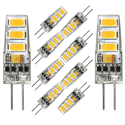 G4 LED Light Bulb, G4 Bi-pin Base Mini T3 JC Type 2Watt Lighting Equivalent 20W Halogen Bulb, AC/DC 12V, Warm White 3000K Light Bulbs for Landscape Lighting, Home Lighting, Non-dimmable (Pack of 10)