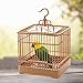 Lianle Breathable Square Bird Travel Cage Bamboo Wood Bird Feeding Cage for Small Birds Parrot – Retro Bamboo Wood Birdcagethumb 1