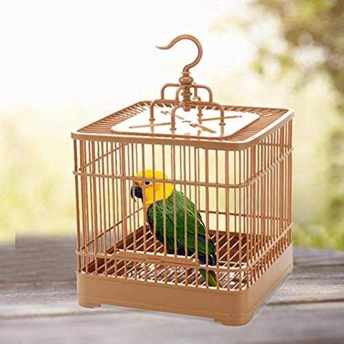 Lianle Breathable Square Bird Travel Cage Bamboo Wood Bird Feeding Cage for Small Birds Parrot – Retro Bamboo Wood Birdcage