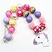 Artvine Unicorn Necklace Alloy Unicorn Pendant Chunky Bubblegum Necklace&Bracelet Set CB846
