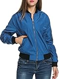 Zeagoo Women's Casual Zip-Up Solid Biker Jacket Short Slim Fit Bomber Jacket