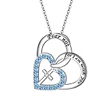 DAOCHONG S925 Sterling Silver Christian Cross Heart