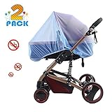 [2 Pack] Baby Mosquito Nets for Strollers, Carriers, Car Seats, Cradles, Fits Most PacknPlays, Cribs, Bassinets & Playpens, Soft Durable Insect Shield Netting, Babies Fly Screen Protection (Blue)