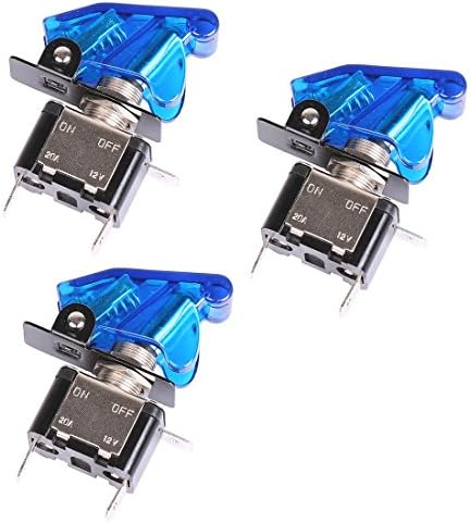 JBtek 12V AirCraft Type LED Car Automotive SPST Toggle Illuminated On / Off Swtich Button, Pack of 3 (Blue)