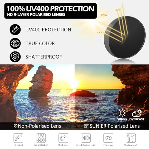 Sunier Polarised Sunglasses Women,Trendy Oversized Sun Glasses,Fashion Ladies Shades with UV400 Protection Shades