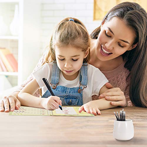 English Magic Practice Copybook for Kids, 4 Pieces Reusable Writing Practice Book Set, Magic Calligraphy Tracing Copybook, for Kid Learning Alphabet, Number, Mathematics, Drawing (Contains Pen)