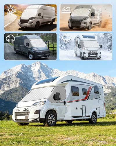 OlaVeg Ducato Sun Visor Cover Camping Car Thermal Insulation Ducato Waterproof with Zippers for P-eugeot Boxer C-itroen Relay X250/290