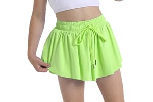 SKYANT Flowy Butterfly Shorts for Girls 2-in-1 Athletic Running Skirt Shorts Cheer Tennis Dance Preppy with Spandex Liner
