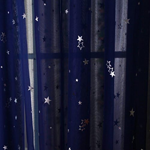 LQF Window Treatments Decoration Perspective Sheer Window Curtains , Little Star Voile Sheer Curtain Panels , Kid's Room Sheer Drapes , Rod Pocket Process , (1 Panel) , Navy , W40 x L84 inch
