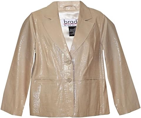 Bradley Bayou Croco Embossed Leather Plus Size Blazer Jacket ( 1X (Size 18/18W), Light Tan)