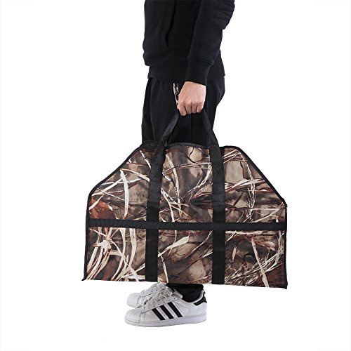 idalinya Firewood Log Carrier Wood Stove Accessories Storage Bag Large Capacity Oxford Fabric Firewood Wood Bag Outdoor Camping Log Carrier Camouflage Color - Thumbnail 2