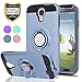 S4 Case,Galaxy S4 Case with HD Phone Screen Protector,Ymhxcy 360 Degree Rotating Ring & Bracket Dual Layer Resistant Back Cover for Samsung Galaxy S4-ZH Metal Slate