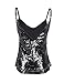 Haoduoyi Womens Sparkly Sequin V Neck Spaghetti Strap Party Top Shirt